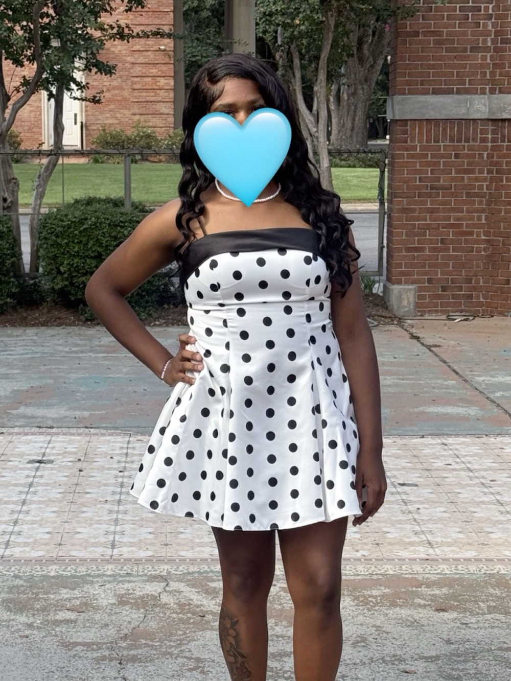 B Darlin Black and White Polka Dot Strapless Mini Dress